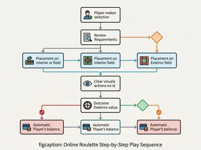Online roulette round step-by-step flowchart